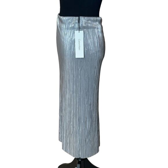 New ~ CALVIN KLEIN ~ Pleated Metallic Midi Skirt Size Medium holidays PLEATS!! - Picture 5 of 8